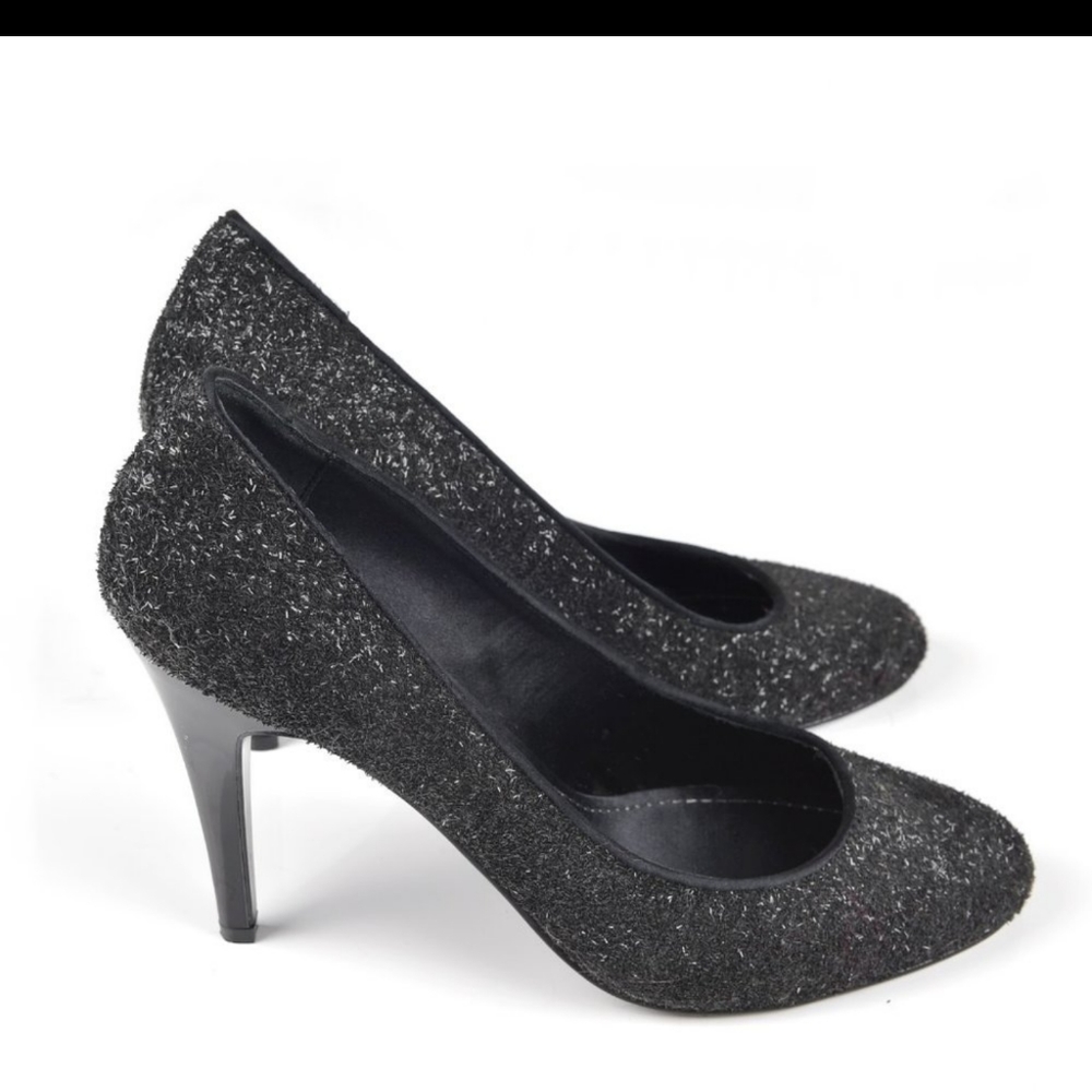 Nine West Shoes Nine West Flax Black Glitter Heels 7 1/2